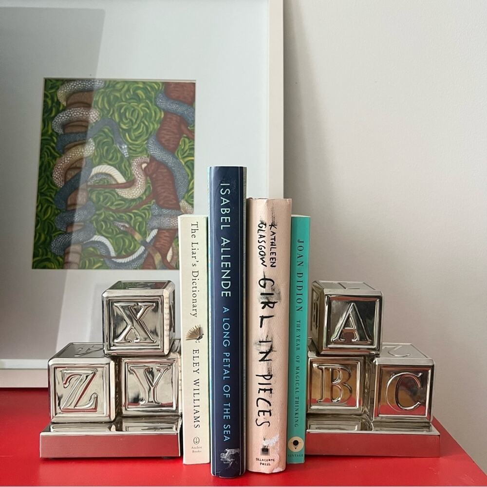 Red Envelope Silver Alphabet Bookend Blocks